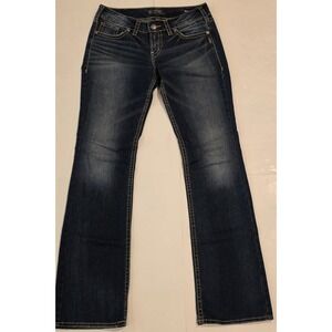 Silver Women's W30xL35 Suki Super Stretch Blue Mid Slim Boot Cut Denim Jeans